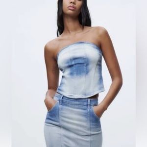 Zara ZW NWT Strapless Denim Bustier Top